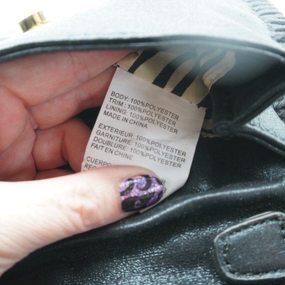 Steve Madden Black Satiny Fold Over Crossbody Purse with Gold Tone Chain - Picture 8 of 10